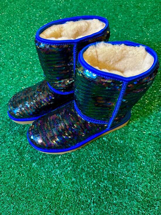 UGG Shoes - UGG Women's Classic Short Sequin Boots in Navy Blue Sparkle